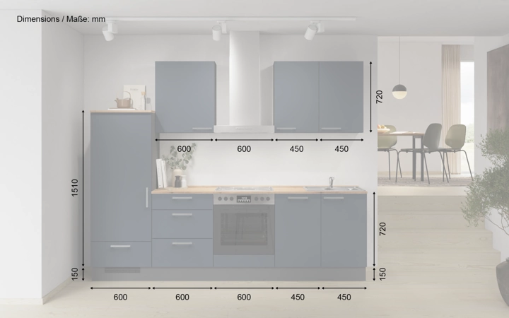möbelnavi Küchen-Zeile 270 cm mit E-Geräten Planung 14 5
