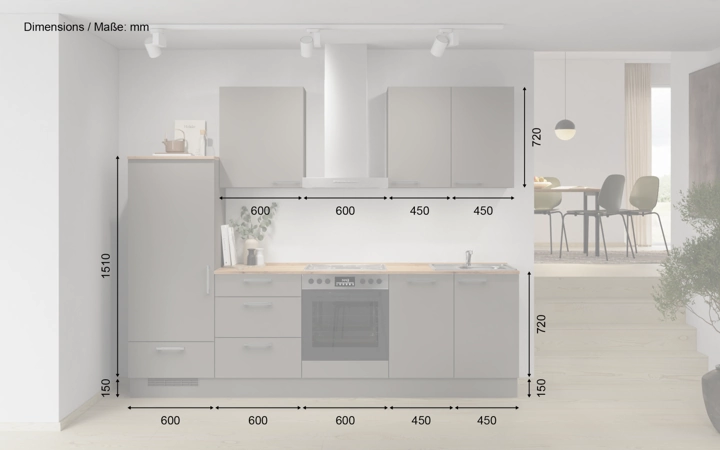 möbelnavi Küchen-Zeile 270 cm mit E-Geräten Planung 14 5