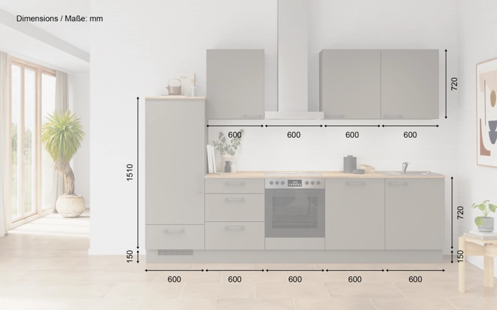 möbelnavi Küchen-Zeile 300 cm mit E-Geräten Planung 14 5