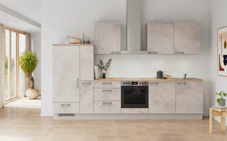möbelnavi Küchen-Zeile 330 cm mit E-Geräten Planung 14 Beton (hell-) grau matt Riva möbelnavi Küchen-Zeile 330 cm mit E-Geräten Planung 14 Beton (hell-) grau matt Riva