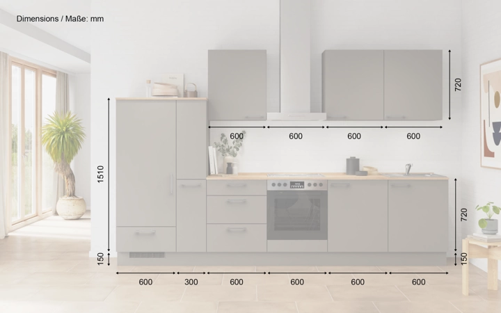 möbelnavi Küchen-Zeile 330 cm mit E-Geräten Planung 14 5