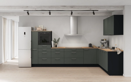 möbelnavi L-Küche 366,6 cm x 246,6 mit E-Geräten Planung 15 Mineralgrün matt Easytouch möbelnavi L-Küche 366,6 cm x 246,6 mit E-Geräten Planung 15 Mineralgrün matt Easytouch