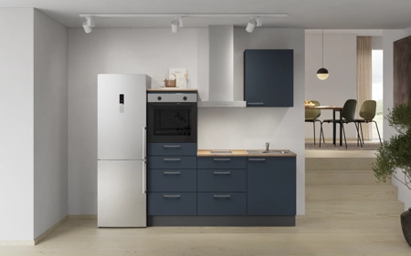 möbelnavi Küchen-Zeile 180 cm mit E-Geräten Planung 15 Fjordblau matt Easytouch möbelnavi Küchen-Zeile 180 cm mit E-Geräten Planung 15 Fjordblau matt Easytouch