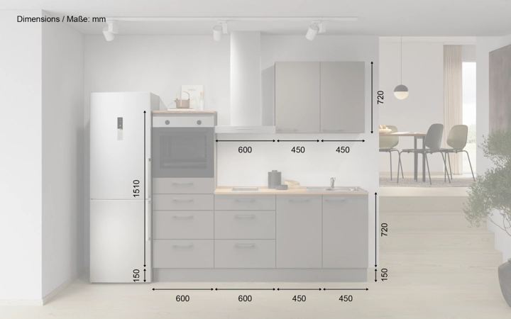 möbelnavi Küchen-Zeile 210 cm mit E-Geräten Planung 15 5