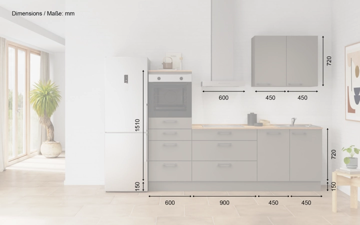 möbelnavi Küchen-Zeile 240 cm mit E-Geräten Planung 15 5