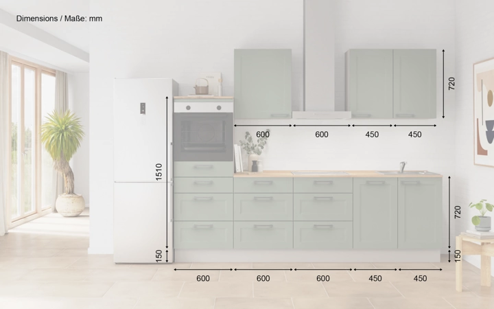 möbelnavi Küchen-Zeile 270 cm mit E-Geräten Planung 15 5