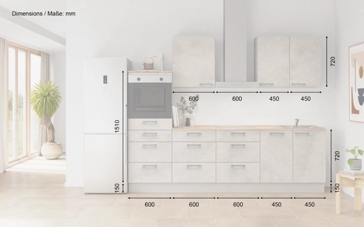 möbelnavi Küchen-Zeile 270 cm mit E-Geräten Planung 15 5