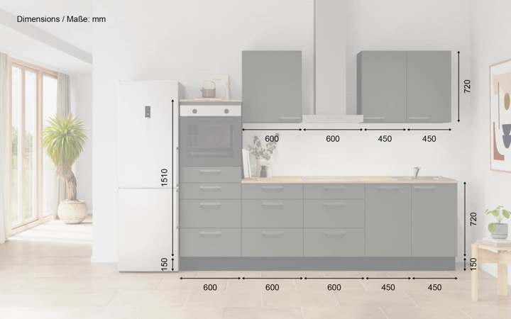 möbelnavi Küchen-Zeile 270 cm mit E-Geräten Planung 15 5