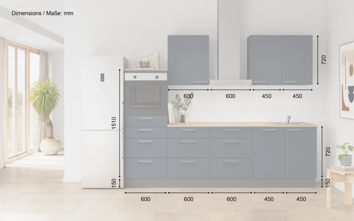 möbelnavi Küchen-Zeile 270 cm mit E-Geräten Planung 15 5