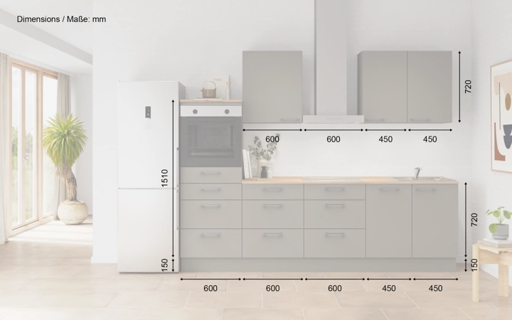 möbelnavi Küchen-Zeile 270 cm mit E-Geräten Planung 15 5