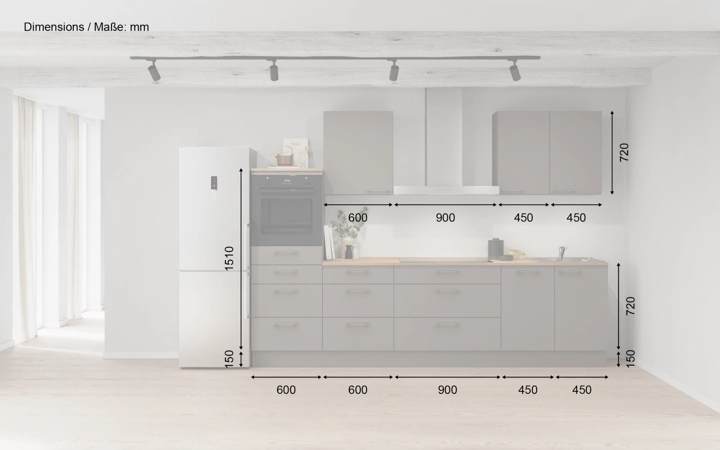 möbelnavi Küchen-Zeile 300 cm mit E-Geräten Planung 15 5