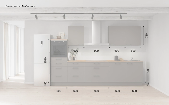 möbelnavi Küchen-Zeile 330 cm mit E-Geräten Planung 15 5
