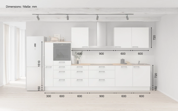 möbelnavi Küchen-Zeile 360 cm mit E-Geräten Planung 15 5