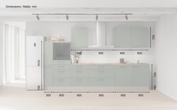 möbelnavi Küchen-Zeile 360 cm mit E-Geräten Planung 15 5