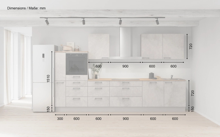möbelnavi Küchen-Zeile 360 cm mit E-Geräten Planung 15 5