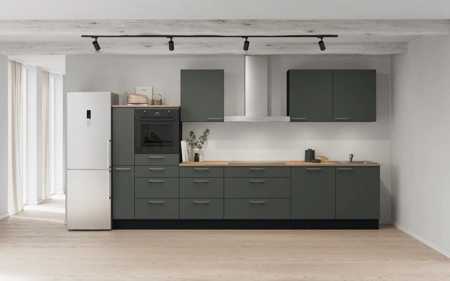 möbelnavi Küchen-Zeile 360 cm mit E-Geräten Planung 15 Mineralgrün matt Easytouch möbelnavi Küchen-Zeile 360 cm mit E-Geräten Planung 15 Mineralgrün matt Easytouch