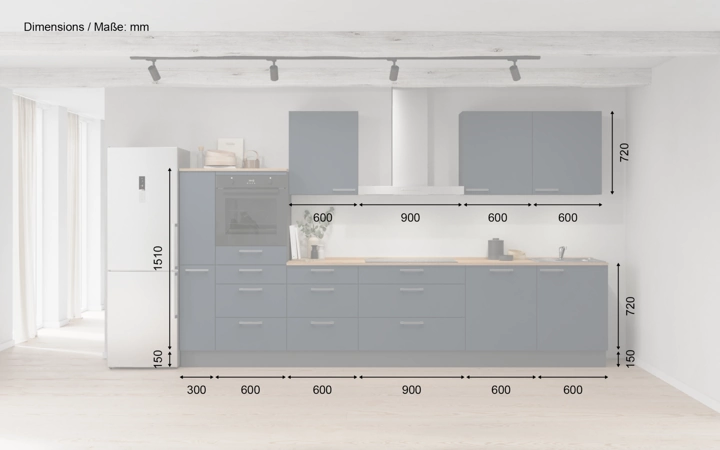 möbelnavi Küchen-Zeile 360 cm mit E-Geräten Planung 15 5
