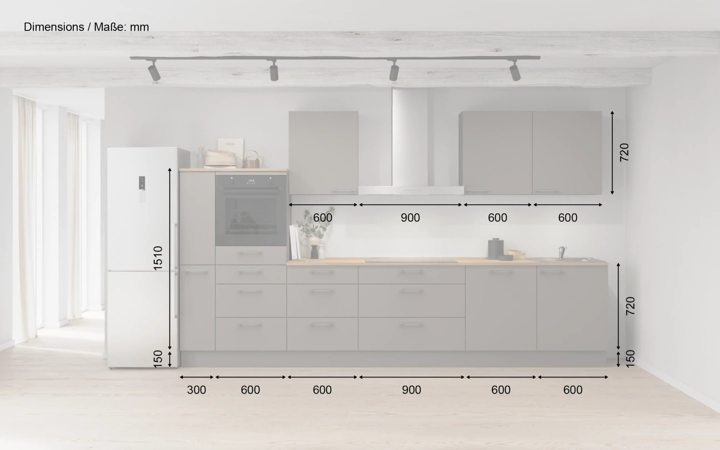 möbelnavi Küchen-Zeile 360 cm mit E-Geräten Planung 15 5