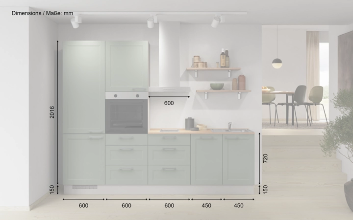 möbelnavi Küchen-Zeile 270 cm mit E-Geräten Planung 16 5