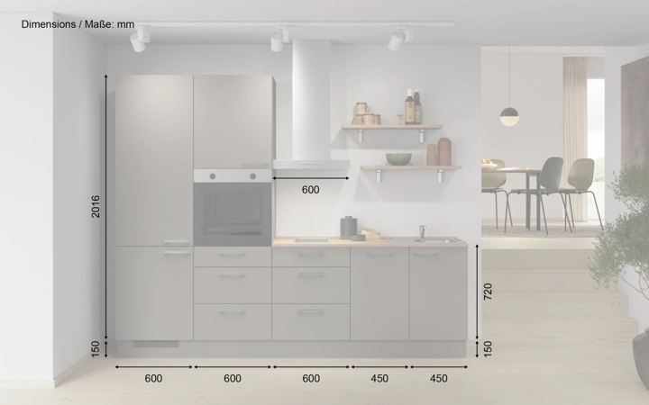 möbelnavi Küchen-Zeile 270 cm mit E-Geräten Planung 16 5
