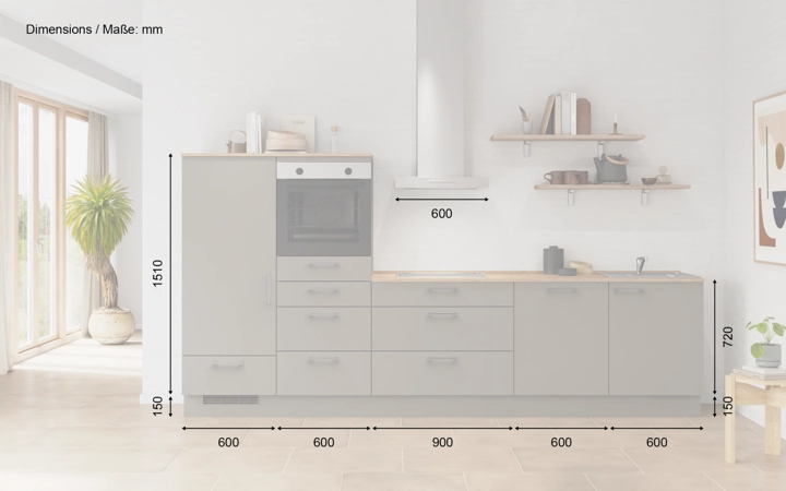 möbelnavi Küchen-Zeile 330 cm mit E-Geräten Planung 16 5