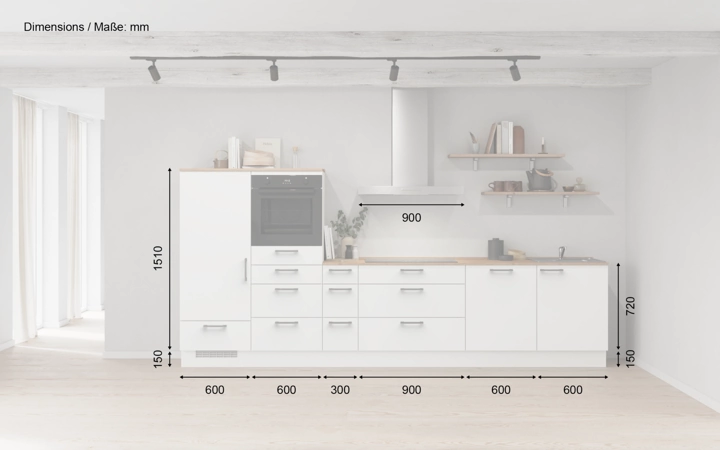 möbelnavi Küchen-Zeile 360 cm mit E-Geräten Planung 16 5