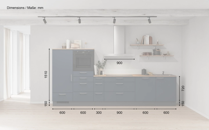 möbelnavi Küchen-Zeile 360 cm mit E-Geräten Planung 16 5