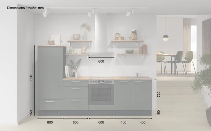 möbelnavi Küchen-Zeile 270 cm mit E-Geräten Planung 17 5