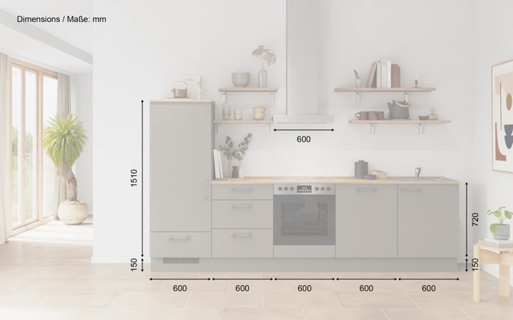 möbelnavi Küchen-Zeile 300 cm mit E-Geräten Planung 17 5