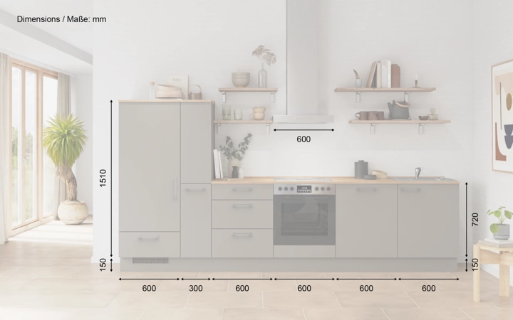 möbelnavi Küchen-Zeile 330 cm mit E-Geräten Planung 17 5