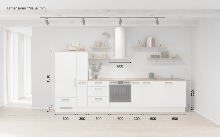 möbelnavi Küchen-Zeile 360 cm mit E-Geräten Planung 17 5