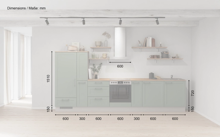 möbelnavi Küchen-Zeile 360 cm mit E-Geräten Planung 17 5