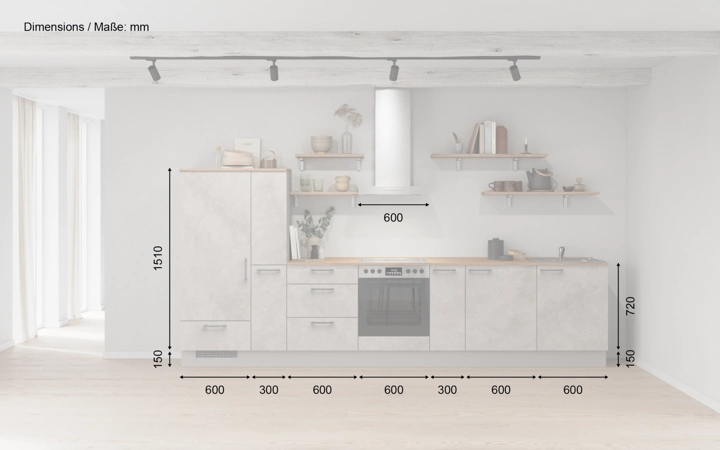 möbelnavi Küchen-Zeile 360 cm mit E-Geräten Planung 17 5