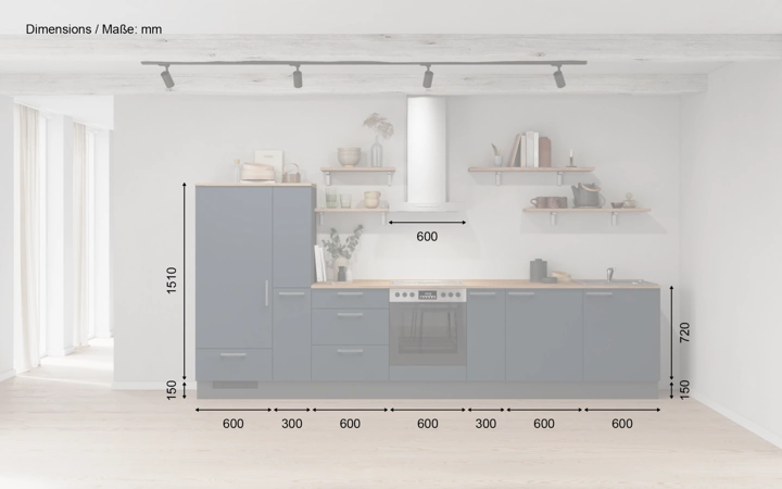 möbelnavi Küchen-Zeile 360 cm mit E-Geräten Planung 17 5