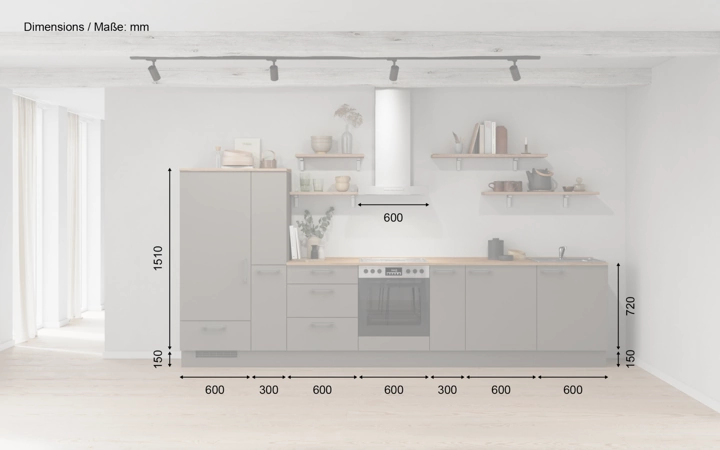 möbelnavi Küchen-Zeile 360 cm mit E-Geräten Planung 17 5