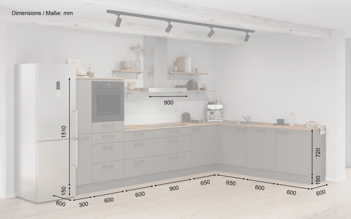 möbelnavi L-Küche 366,6 cm x 246,6 mit E-Geräten Planung 18 5
