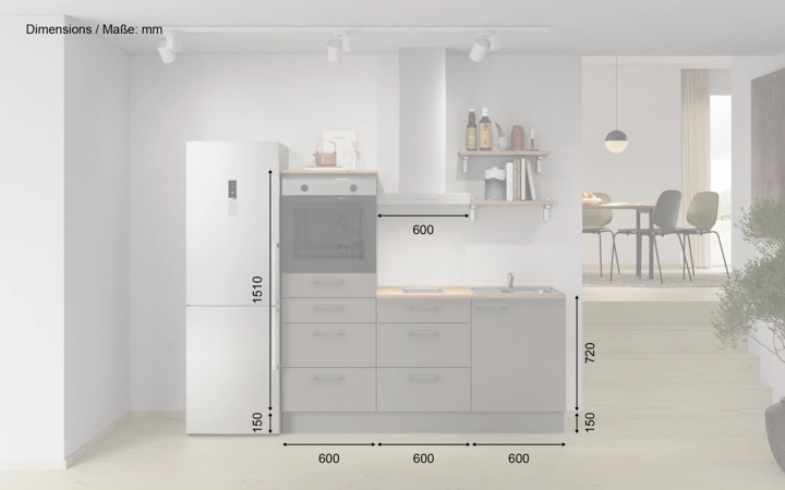 möbelnavi Küchen-Zeile 180 cm mit E-Geräten Planung 18 5