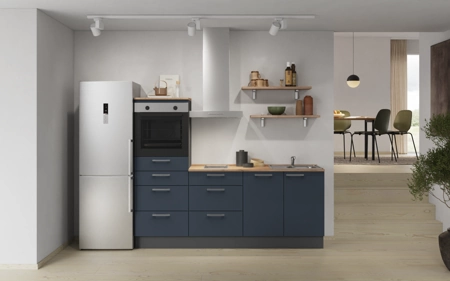 möbelnavi Küchen-Zeile 210 cm mit E-Geräten Planung 18 Fjordblau matt Easytouch möbelnavi Küchen-Zeile 210 cm mit E-Geräten Planung 18 Fjordblau matt Easytouch