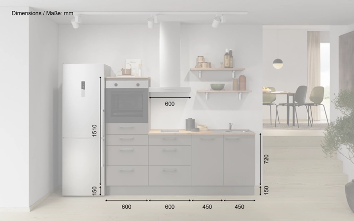 möbelnavi Küchen-Zeile 210 cm mit E-Geräten Planung 18 5