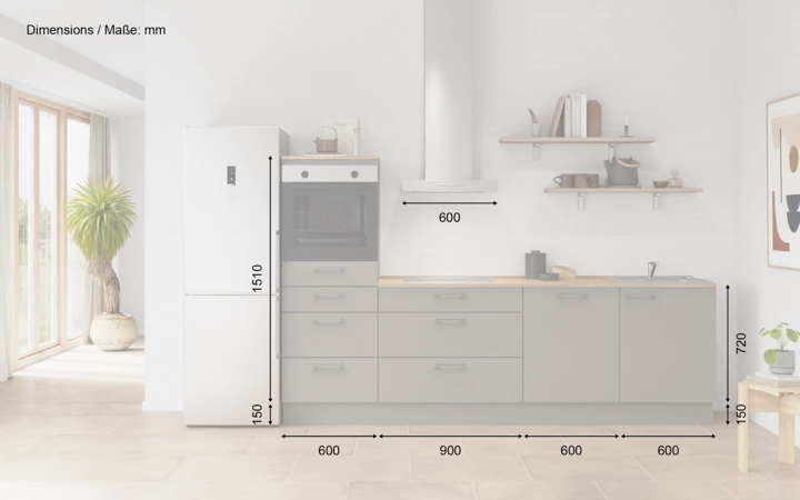 möbelnavi Küchen-Zeile 270 cm mit E-Geräten Planung 18 5