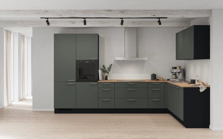 möbelnavi L-Küche 366,6 cm x 246,6 mit E-Geräten Planung 2 Mineralgrün matt Easytouch möbelnavi L-Küche 366,6 cm x 246,6 mit E-Geräten Planung 2 Mineralgrün matt Easytouch