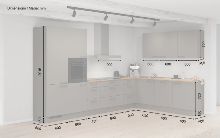 möbelnavi L-Küche 366,6 cm x 246,6 mit E-Geräten Planung 2 5