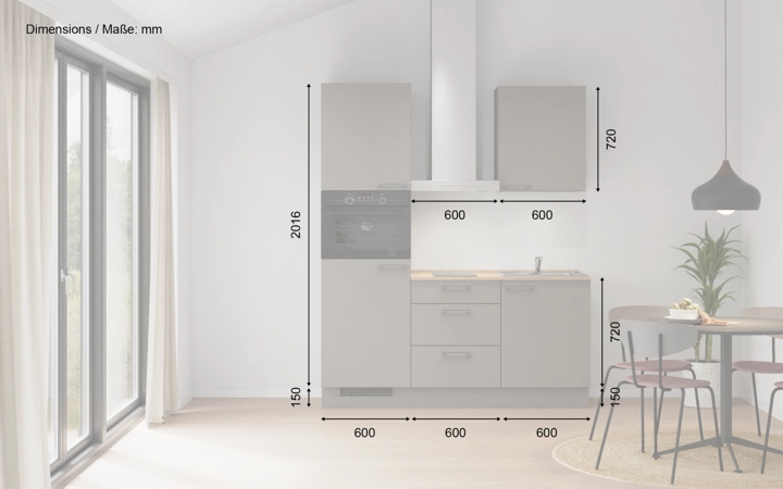 möbelnavi Küchen-Zeile 180 cm mit E-Geräten Planung 2 5