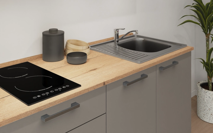 möbelnavi Küchen-Zeile 210 cm mit E-Geräten Planung 2 3
