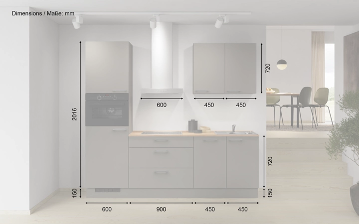 möbelnavi Küchen-Zeile 240 cm mit E-Geräten Planung 2 5