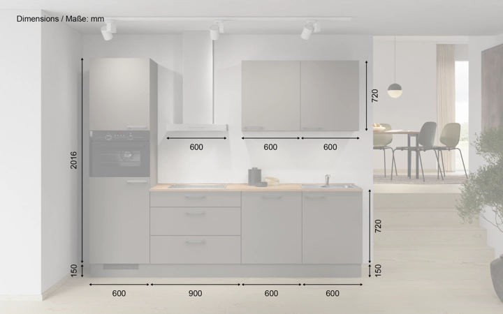 möbelnavi Küchen-Zeile 270 cm mit E-Geräten Planung 2 5