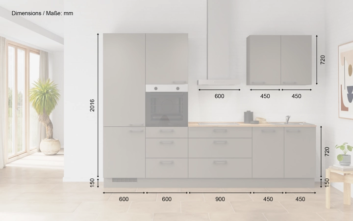 möbelnavi Küchen-Zeile 300 cm mit E-Geräten Planung 2 5