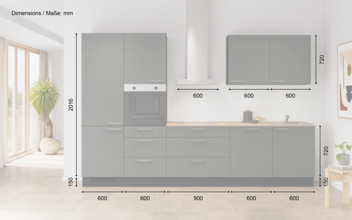 möbelnavi Küchen-Zeile 330 cm mit E-Geräten Planung 2 5
