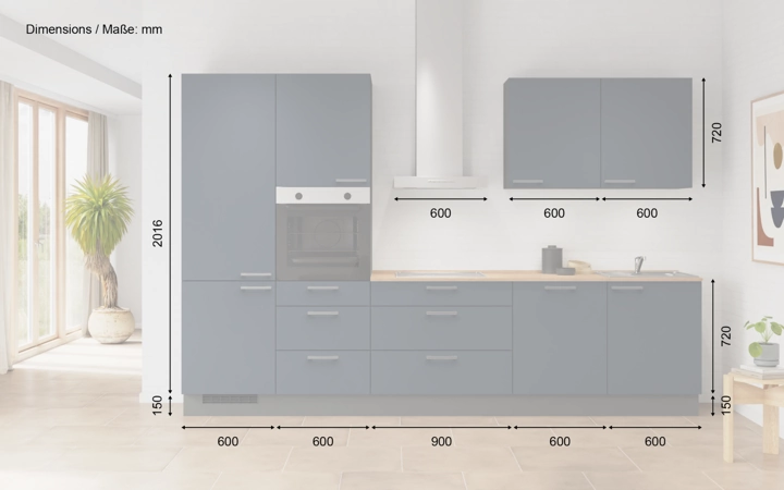 möbelnavi Küchen-Zeile 330 cm mit E-Geräten Planung 2 5