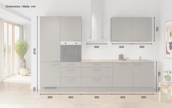 möbelnavi Küchen-Zeile 330 cm mit E-Geräten Planung 2 5